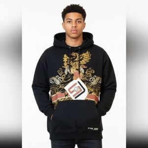 Sean John Black and Gold Eagle Hoodie